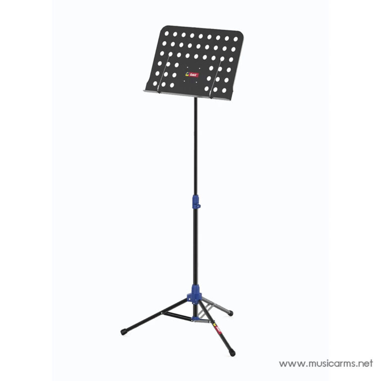 Adjustable sheet music stand with a perforated metal page holder on a three-legged base ขายราคาพิเศษ