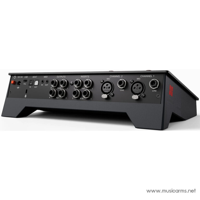 Professional multi‑channel audio interface front panel with XLR/line inputs, knobs and jacks for mic and instrument connections ขายราคาพิเศษ