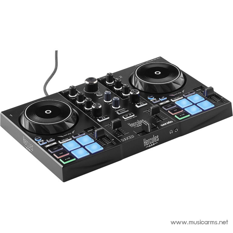 Hercules DJ controller with dual jog wheels, knobs, and illuminated performance pads ขายราคาพิเศษ