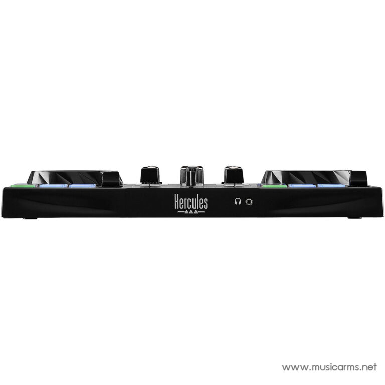 Black Hercules DJ controller shown from the side with knobs and colored pads visible on each end. ขายราคาพิเศษ