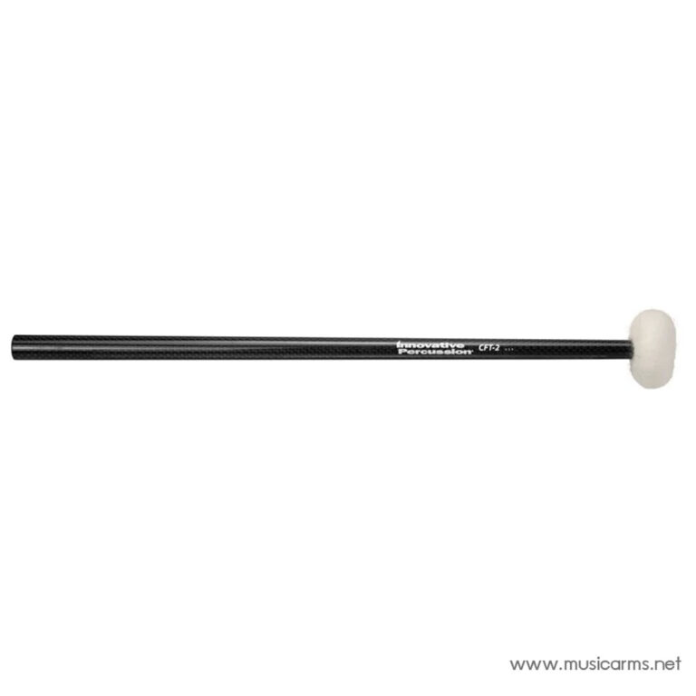 Black percussion mallet with a white felt head, labeled Innovative Percussion CF-2, shown horizontally ขายราคาพิเศษ