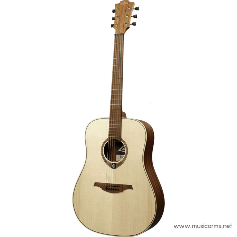 Natural wood finish acoustic guitar with six strings and a dreadnought body ขายราคาพิเศษ