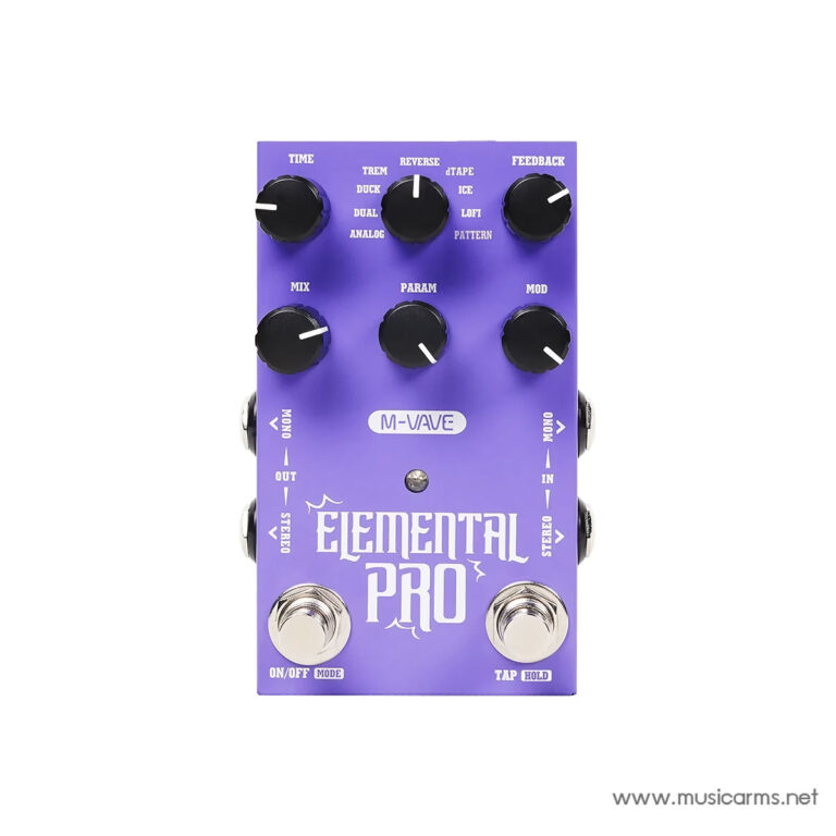 Purple Elemental Pro guitar effects pedal with multiple black knobs and two large footswitches, used for modulation and delay effects. ขายราคาพิเศษ