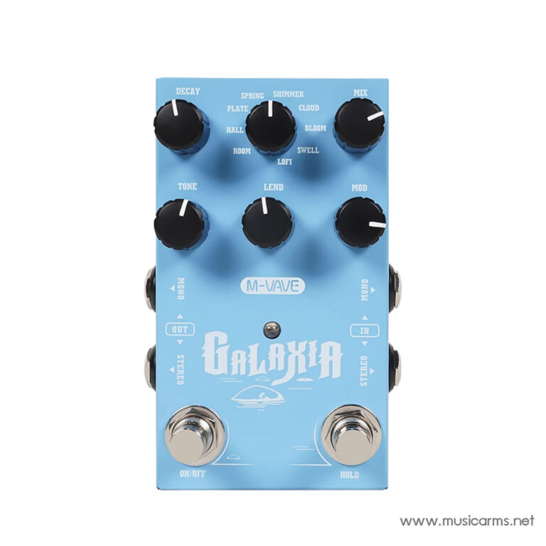 Blue Galaxia guitar effects pedal with eight black knobs and two footswitches, brand logo visible at center. ขายราคาพิเศษ