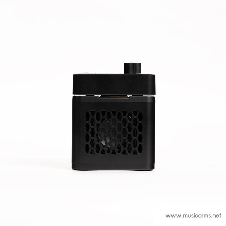 Compact black portable amplifier/speaker with a honeycomb front vent and two knobs on top, shown against a white background. ขายราคาพิเศษ
