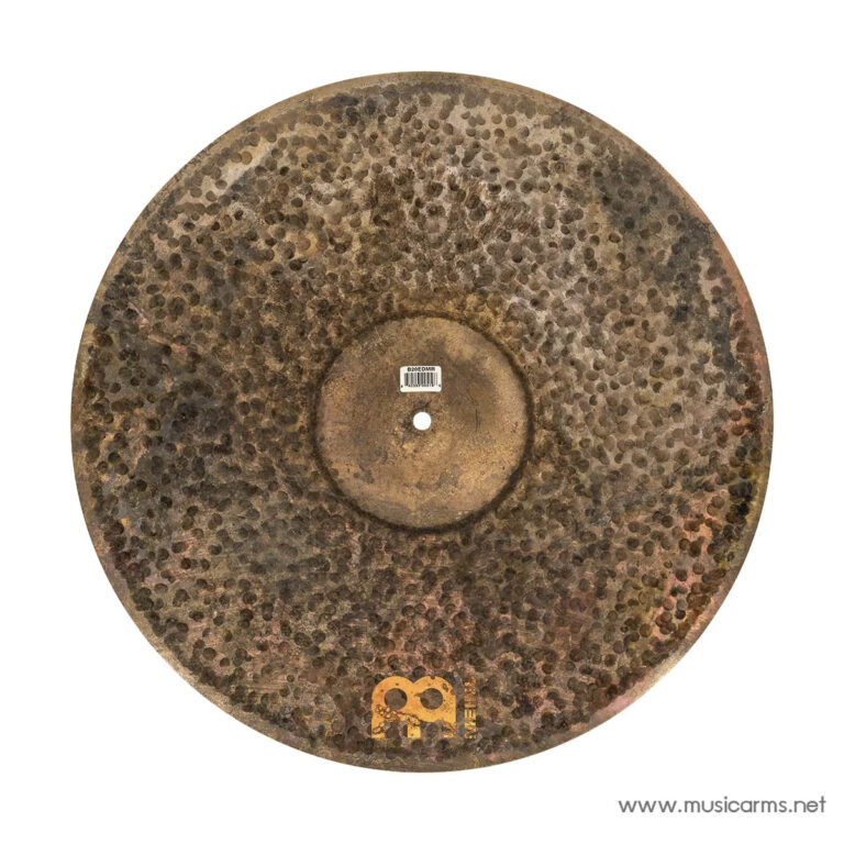 Round, rusted hammered cymbal with a central hole and a Meinl logo near the edge. ขายราคาพิเศษ