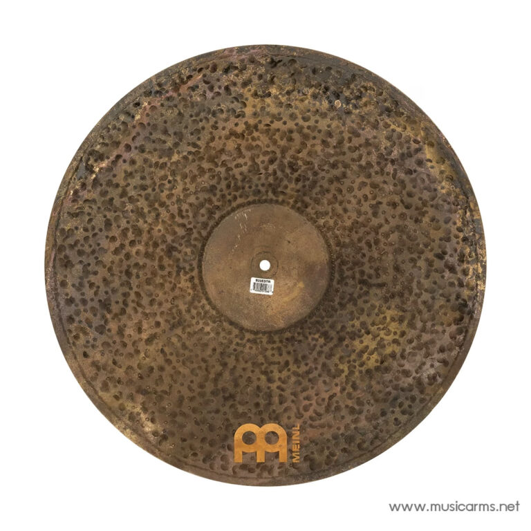 Top view of a heavily hammered bronze drum cymbal with a small center hole and Meinl logo ขายราคาพิเศษ