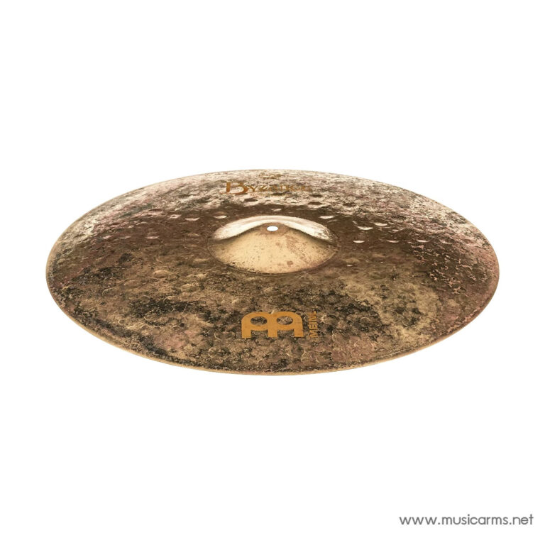 Patinated bronze cymbal lying flat with a small center hole and brand logo visible along the edge. ขายราคาพิเศษ