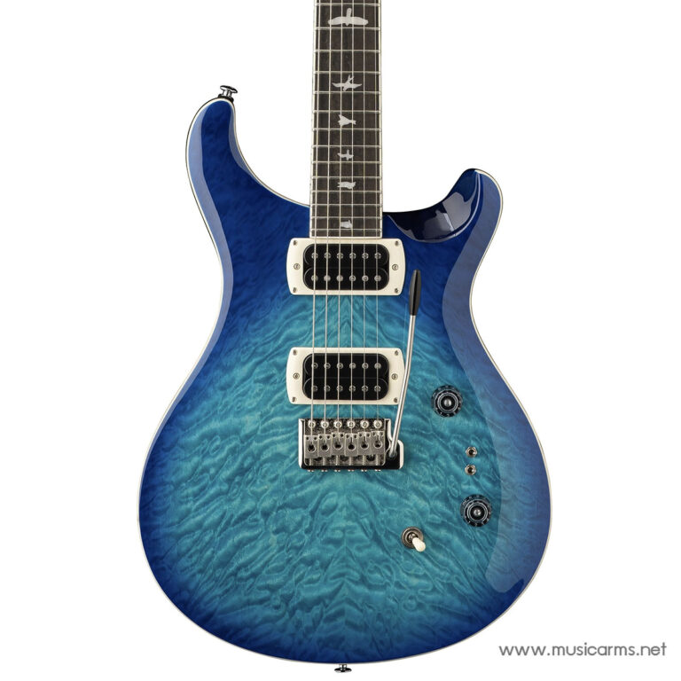 Blue-to-teal quilted maple electric guitar with dual humbucker pickups and a tremolo bridge. ขายราคาพิเศษ