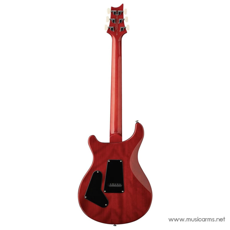 Back view of a red electric guitar with a glossy finish, showing the neck and two black back plates on the body. ขายราคาพิเศษ