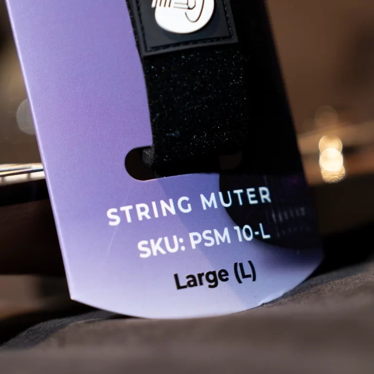 Product tag on purple packaging reading 'STRING MUTER' SKU PSM 10-L, Large (L). ขายราคาพิเศษ