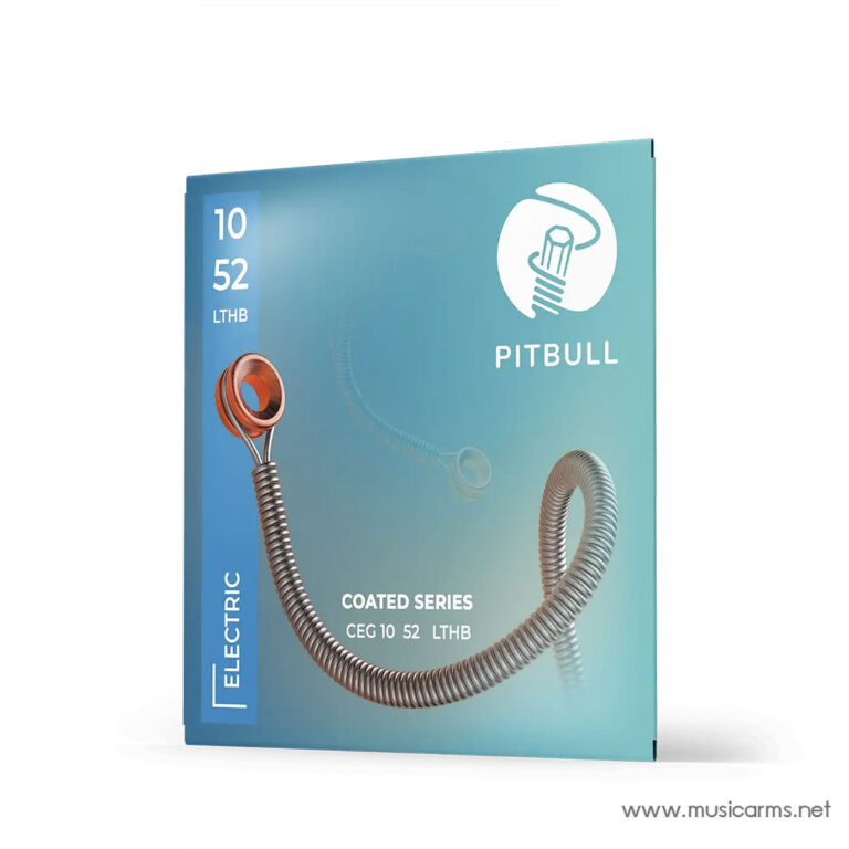 Product packaging for Pitbull coated guitar cable; teal gradient box with a coiled metal cable image and Pitbull branding. (CEG 10 52 LTHB) ขายราคาพิเศษ