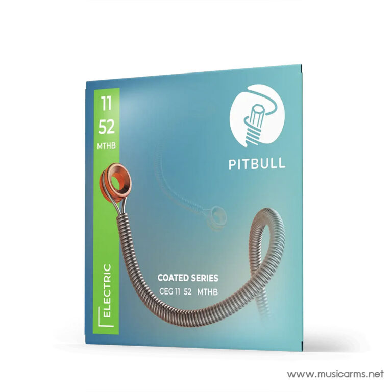 Pitbull coated electric guitar cable packaging with blue gradient and lime green label reading '11 52 MTHB' and 'ELECTRIC' on the side ขายราคาพิเศษ