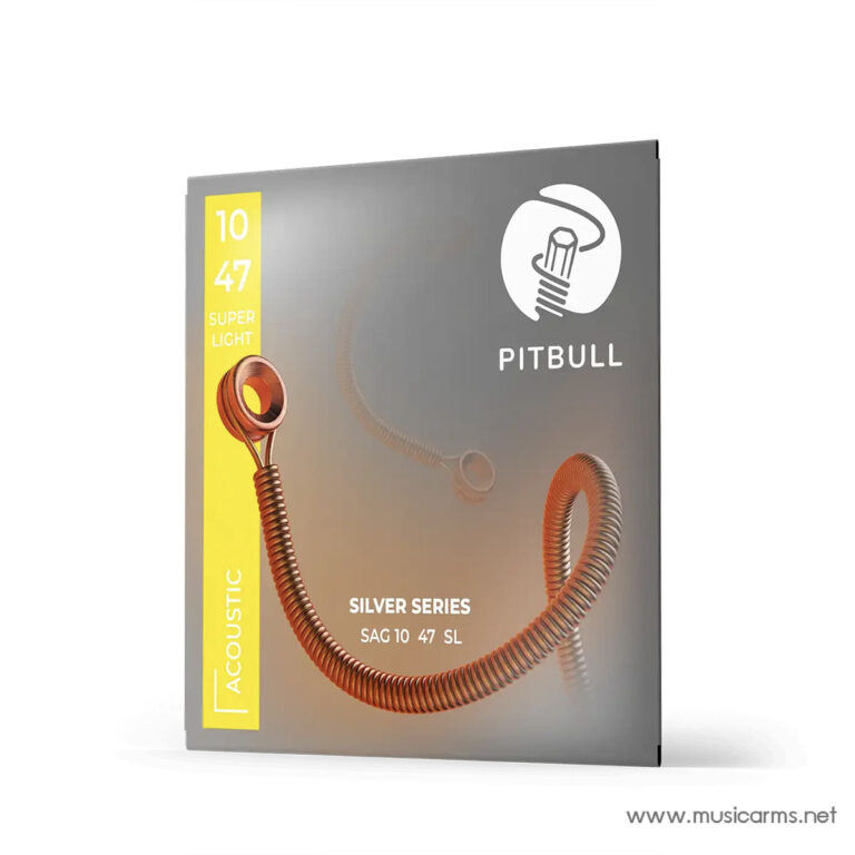 Pitbull Silver Series acoustic pickup cable with yellow label and coiled orange cord on gray packaging, SAG 10 47 SL (MusicArms) ขายราคาพิเศษ