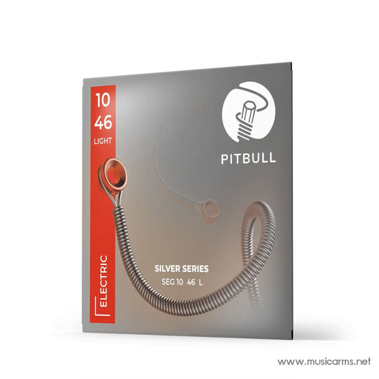 Pitbull Silver Series electric guitar strings, 10-46 gauge, light set in a gray packaging with red edge and logo ขายราคาพิเศษ