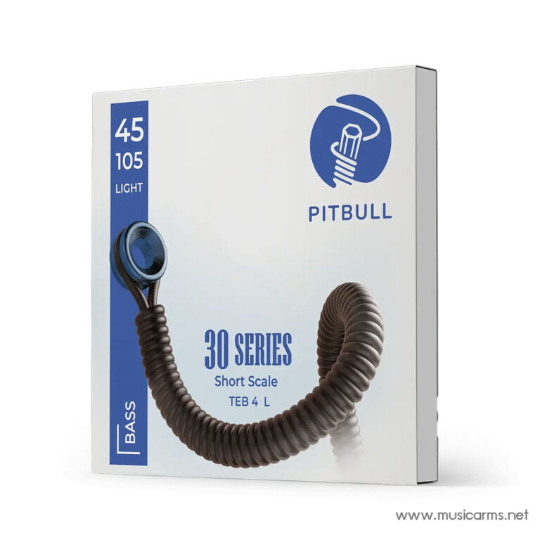Pitbull 30 Series bass strings box with blue vertical label (45–105 light) and a brown coiled string image on a white background, logo visible ขายราคาพิเศษ