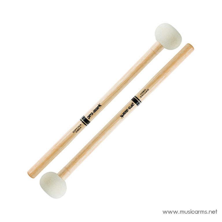 Pair of wooden drum mallets with white felt heads crossed at an angle ขายราคาพิเศษ