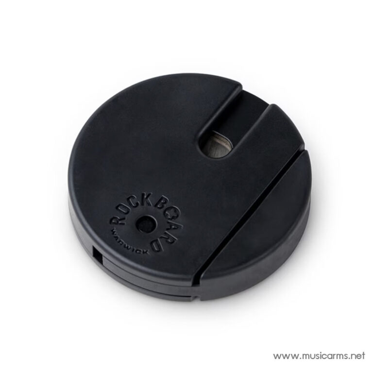 Round black circular plastic disk with a vertical slot and central hole, a guitar accessory part. ขายราคาพิเศษ