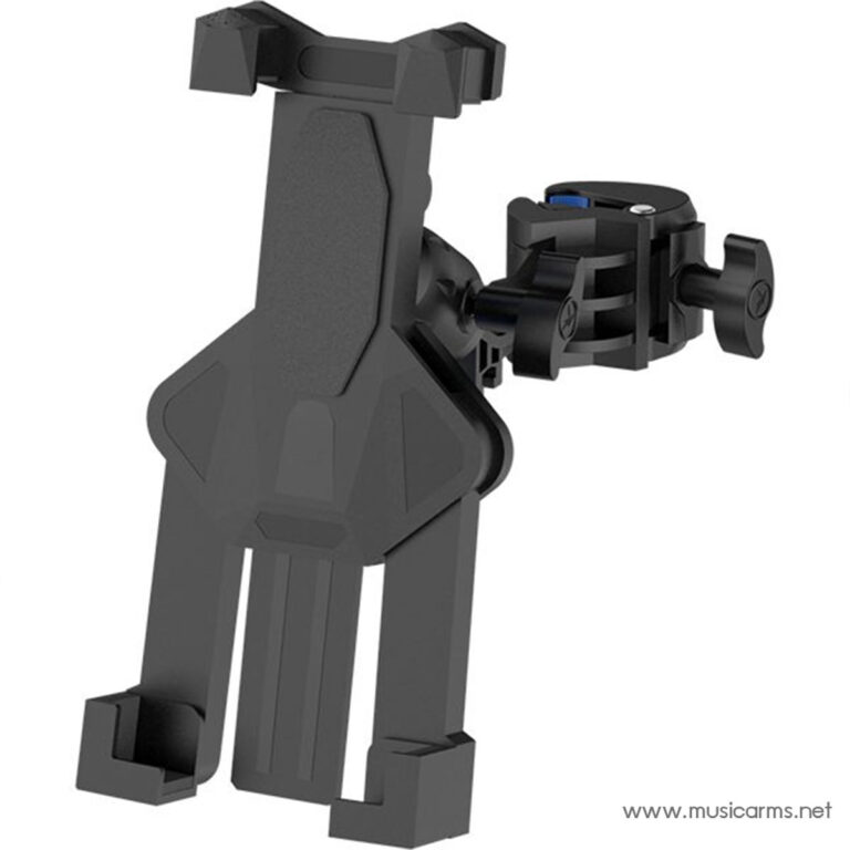 Black plastic instrument mount with an adjustable clamp and screw knob, designed to hold a guitar or similar device. ขายราคาพิเศษ