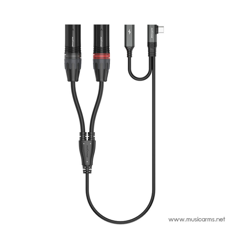Dual-output charging cable with two female ports on one end and a single plug on the other for simultaneous charging of two devices at once. ขายราคาพิเศษ