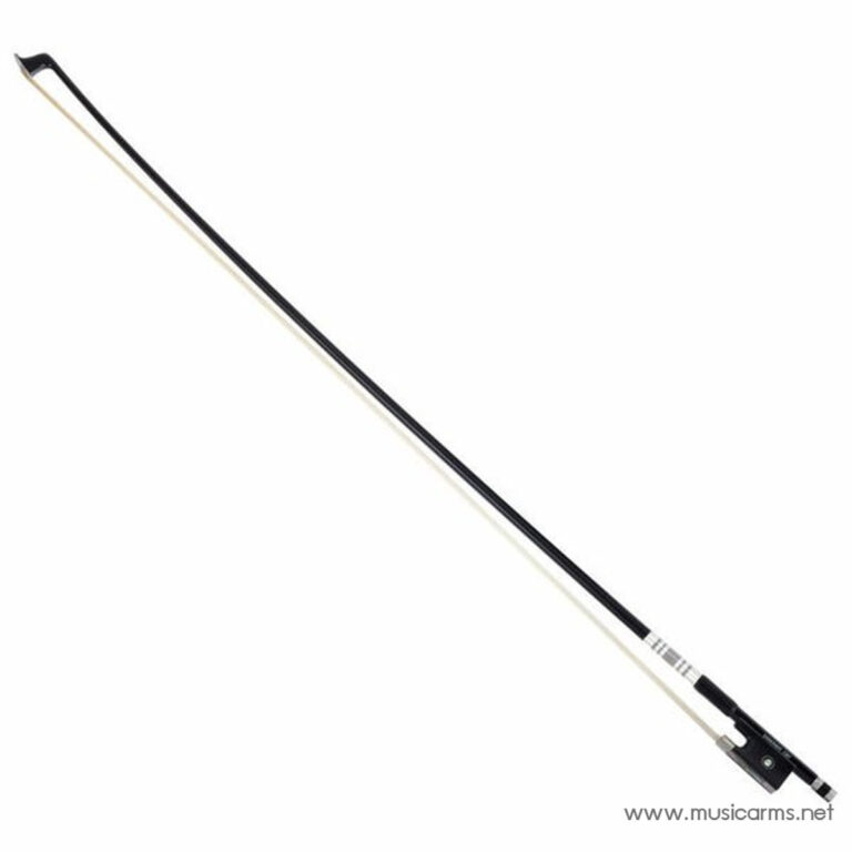 Violin bow with ebony frog and white horsehair, angled diagonally on a white background. ขายราคาพิเศษ