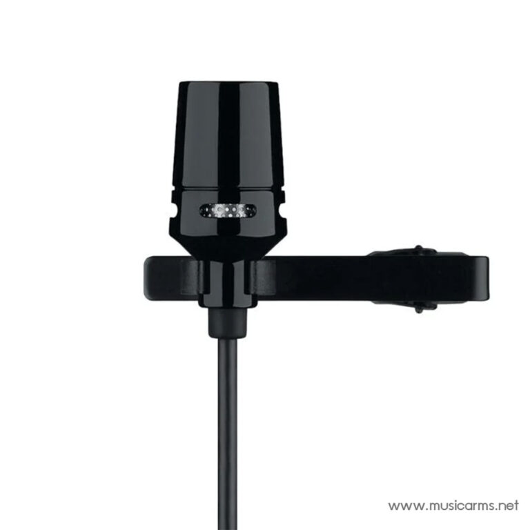 Close-up of a black microphone clip mounted on a horizontal stand arm, showing the connector and adjustable clamp. ขายราคาพิเศษ