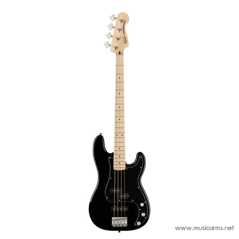 Full-length image of a black electric bass guitar with a maple neck, displayed upright against a white background. ขายราคาพิเศษ