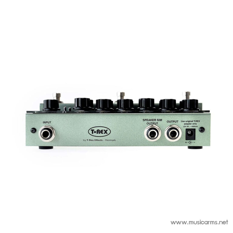 Green T-Rex effects pedal front panel with multiple black knobs and input/output jacks visible, logo reads 'T-Rex'. ขายราคาพิเศษ