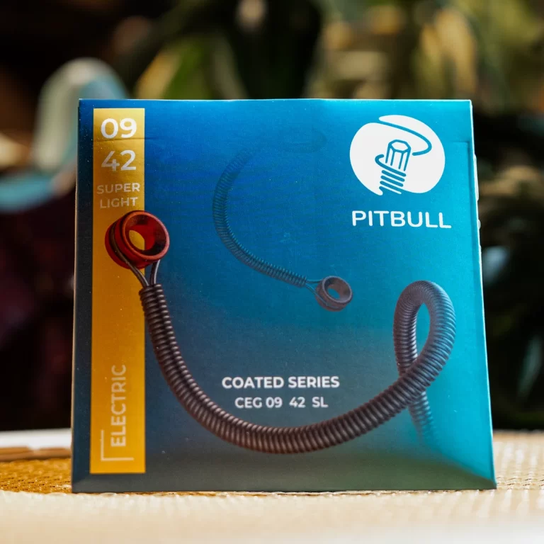 Blue Pitbull packaging for the Coated Series electric fishing accessory, featuring a coiled cord illustration and the Pitbull logo on the front. ขายราคาพิเศษ