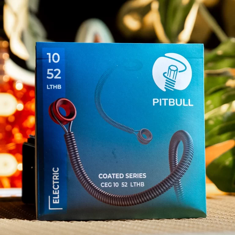 Blue Pitbull Coated Series earphones packaging with '10 52 LTHB' text and coiled cable image on front ขายราคาพิเศษ