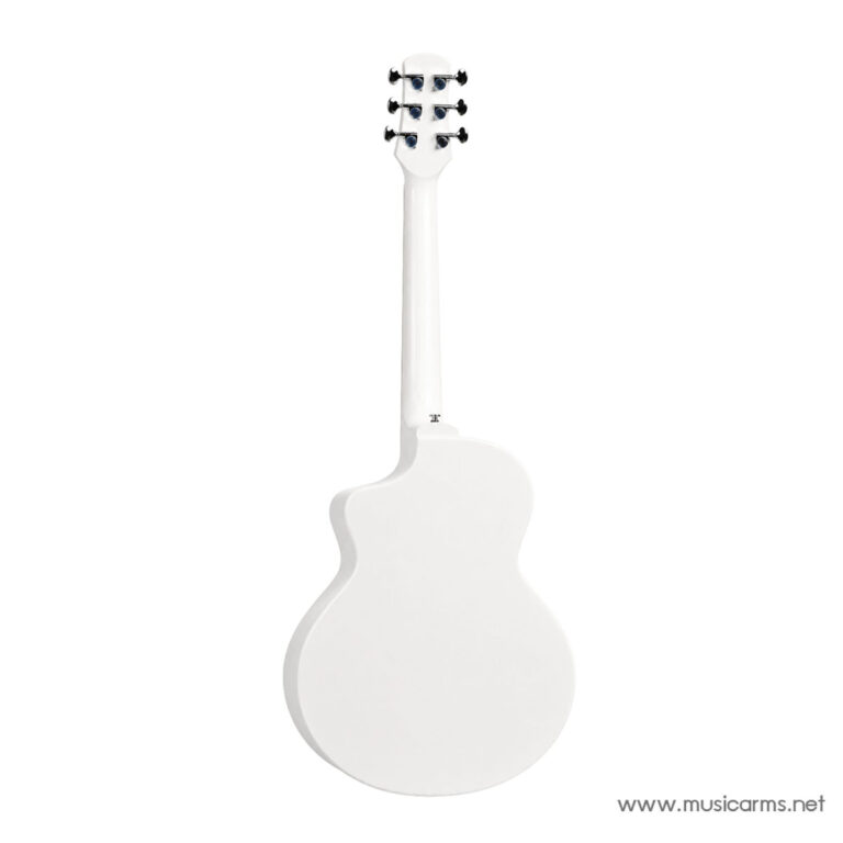 Back view of an all-white guitar with six tuning pegs on the headstock, shown against a white background. ขายราคาพิเศษ