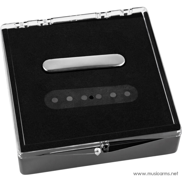 Black velvet-lined display box with a silver, horizontal latch and chrome edges, showing a row of six circular foam cutouts inside ขายราคาพิเศษ