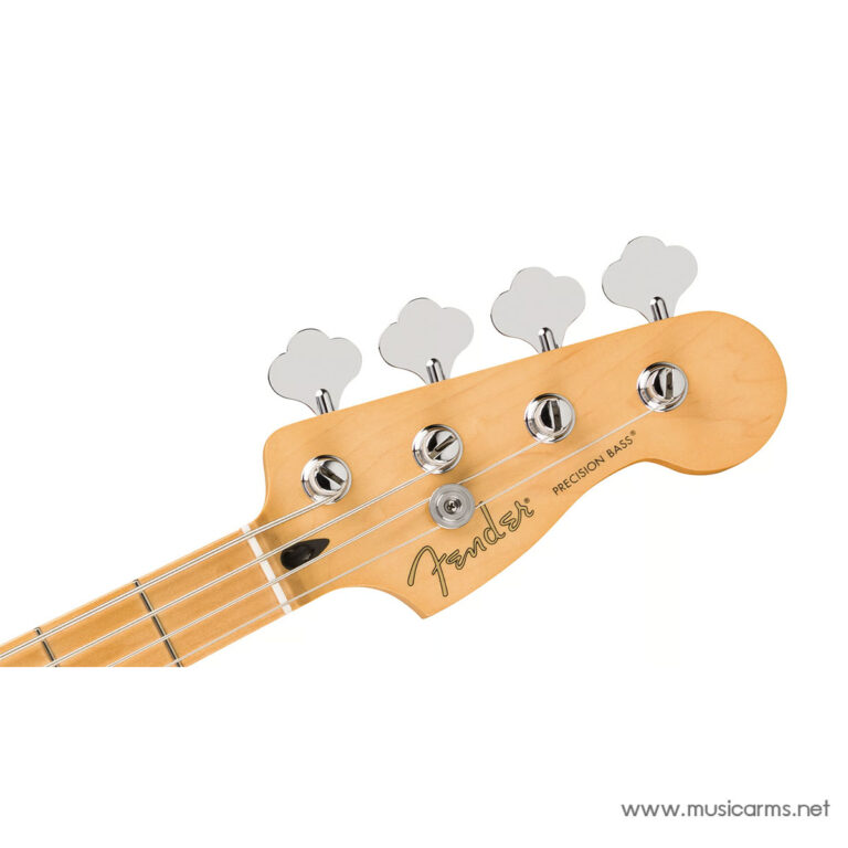 Fender headstock of a bass guitar with tuning pegs and strings visible, logo reads Fender Precision Bass (brand product shot). ขายราคาพิเศษ