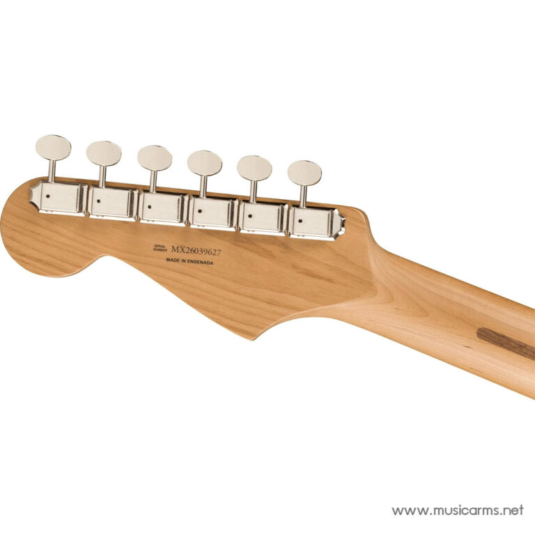 Six chrome tuning pegs on a light‑wood guitar headstock (back view) ขายราคาพิเศษ