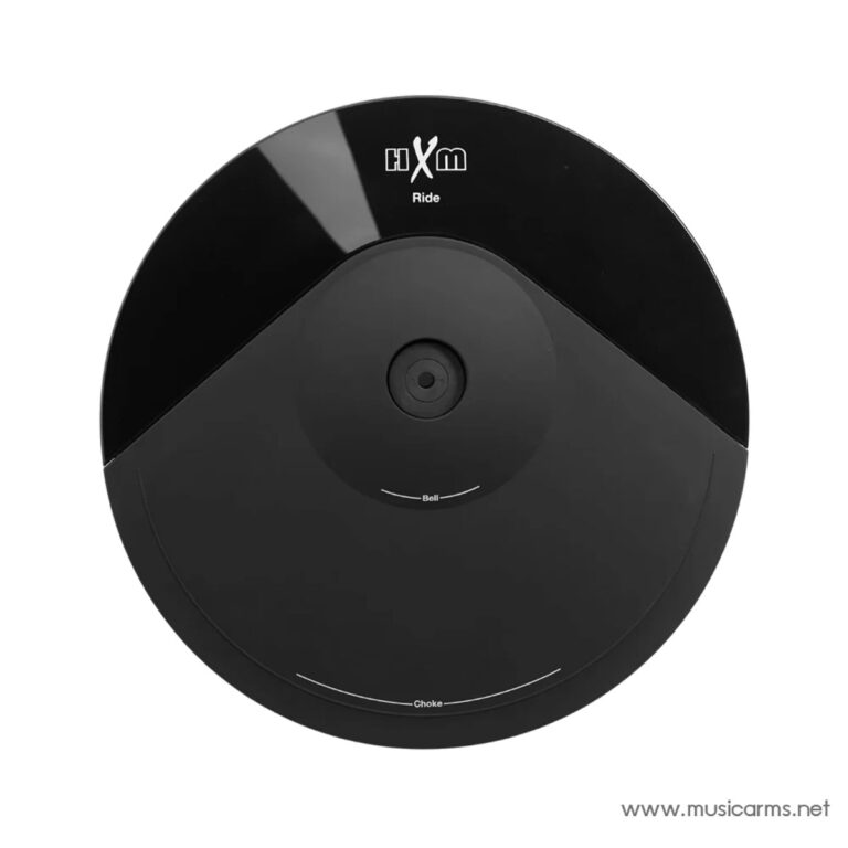 Top-down view of a black circular percussion trigger with a central sensor and labels 'Bell' and 'Choke' (HiXm Ride branding). ขายราคาพิเศษ