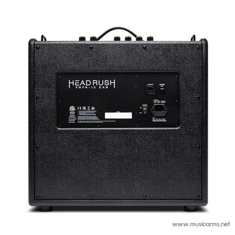 Back panel of a HeadRush FRFR-12 guitar amplifier cabinet showing input/output connectors and power jack. ขายราคาพิเศษ