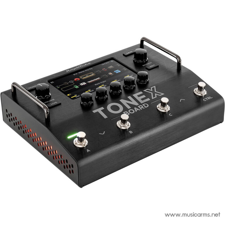 ToneX Board guitar multi-effect processor with touchscreen, knobs, and footswitches on a black metal chassis with side handles in a studio photo. ขายราคาพิเศษ