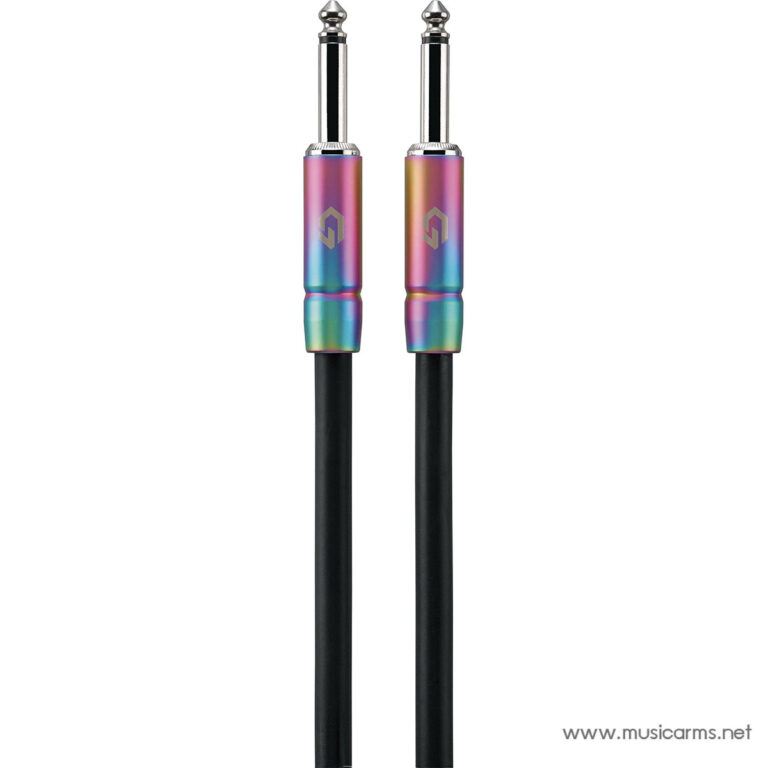 Rainbow-colored 3.5mm stereo audio cable with two gold-plated plugs against a white background. ขายราคาพิเศษ