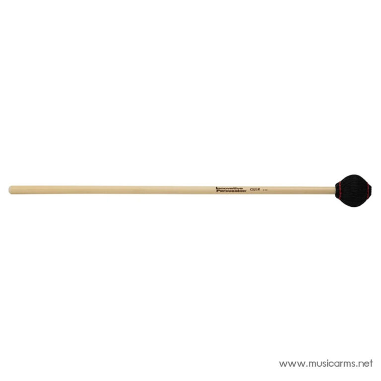 Wooden drum mallet with a black yarn-covered head and red trim at the end (yarn mallet). ขายราคาพิเศษ
