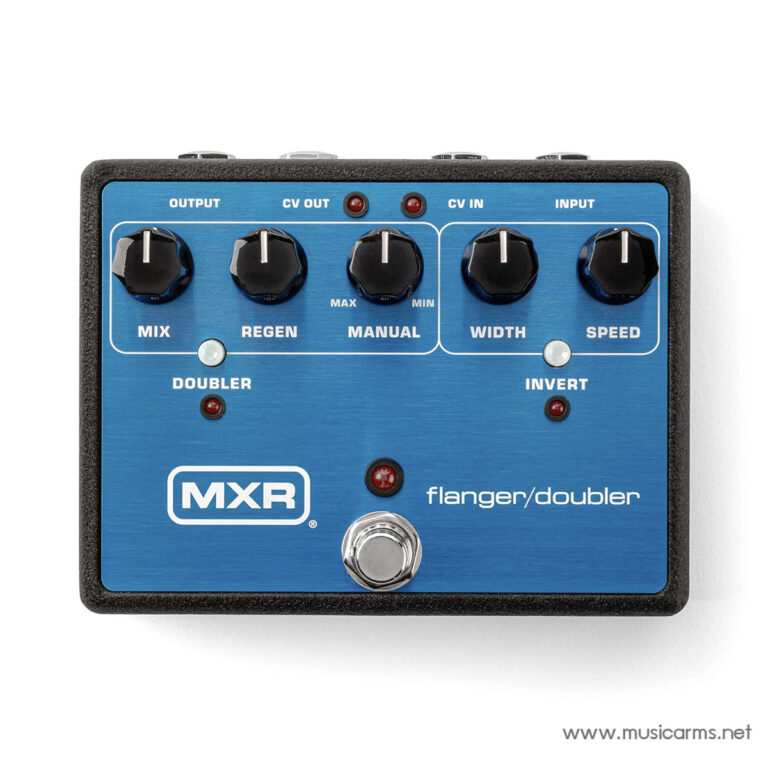 Blue MXR flanger/doubler guitar effect pedal with knobs labeled Mix, Regen, Manual, Width, Speed and a footswitch. ขายราคาพิเศษ