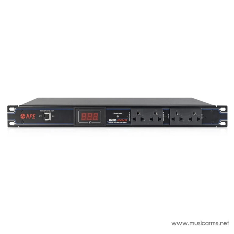 1U rack-mount power distribution unit with a digital voltmeter display, a power switch, and six outlet sockets ขายราคาพิเศษ