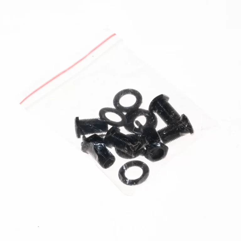 Small resealable bag containing several black screws and washers for hardware hardware kit. ขายราคาพิเศษ