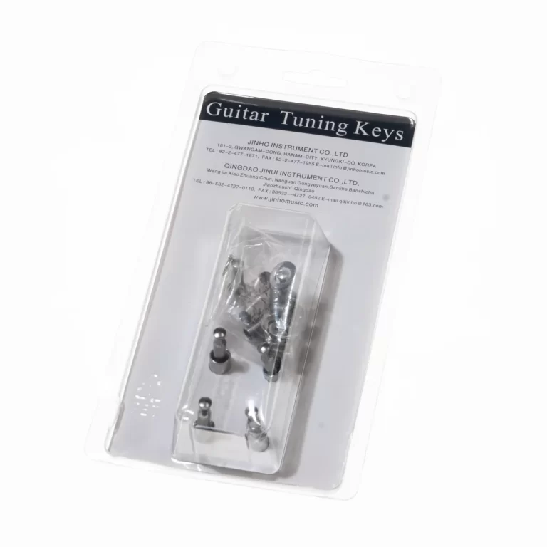 Package of guitar tuning keys in clear blister packaging with a 'Guitar Tuning Keys' label on top, showing metal pegs inside ขายราคาพิเศษ