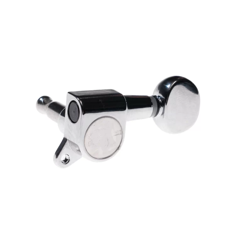 Chrome guitar tuning machine head (machine head) with mounting plate, shown in close-up view ขายราคาพิเศษ