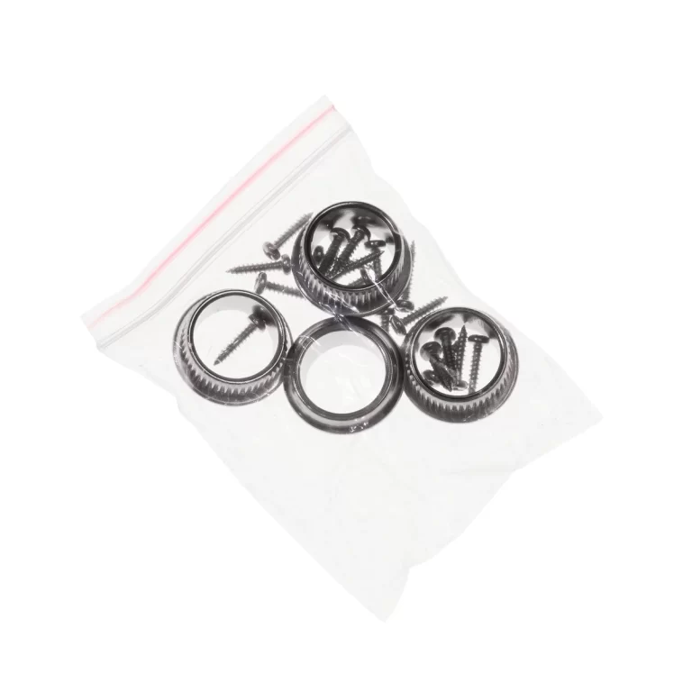 Small resealable bag with metal circular clamps and screws, a hardware kit for assembly or repair ขายราคาพิเศษ
