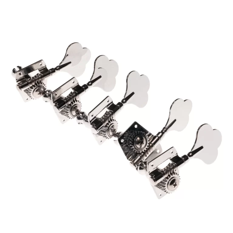 Six chrome guitar machine heads with gears and tuning pegs in a diagonal row ขายราคาพิเศษ