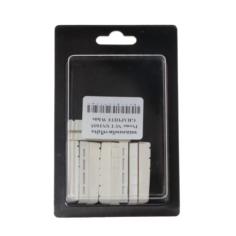 Blister-packed set of white plastic spacers arranged in a row with a barcode label on the front. ขายราคาพิเศษ