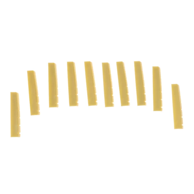 Series of small yellow rectangular blocks standing upright in a curved row on a white background, evenly spaced. ขายราคาพิเศษ