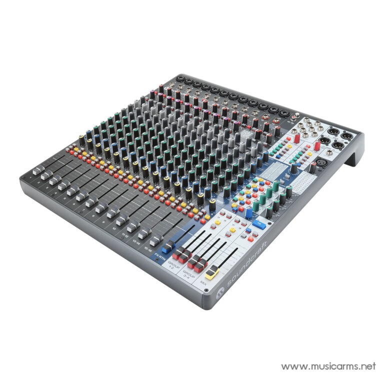 Professional analog audio mixing console with many faders, knobs, and input channels for live or studio use. ขายราคาพิเศษ