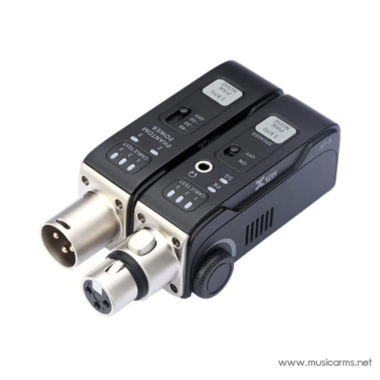Dual-channel wireless microphone receiver with two XLR outputs and a large adjustment knob, shown at an angle with a white background. ขายราคาพิเศษ